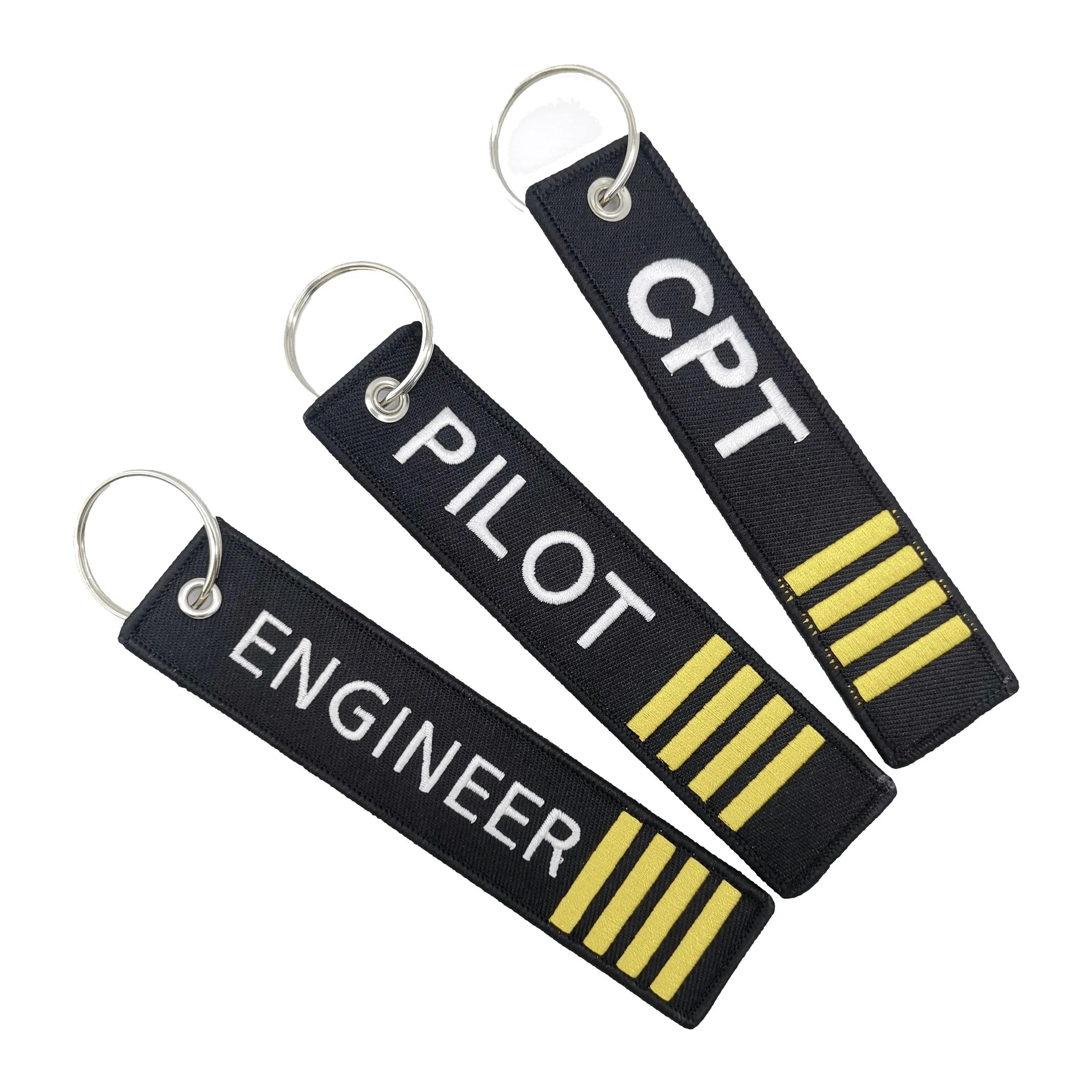 3PC CPT/Pilot/Engineer Double Sided Embroidery Keychain Flying Enthusiast Gifts Fashional&Durable Gifts for Men