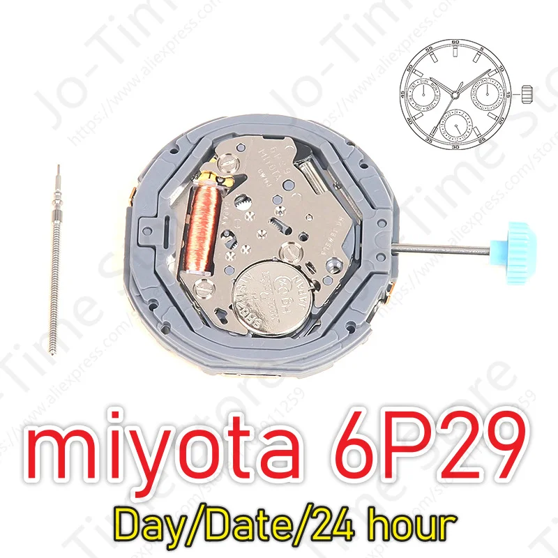 Japan MIYOTA 6P29 Quartz Watch Movement Small Second 3/6/9 Display 3V Battery Operated Watch Movement Parts
