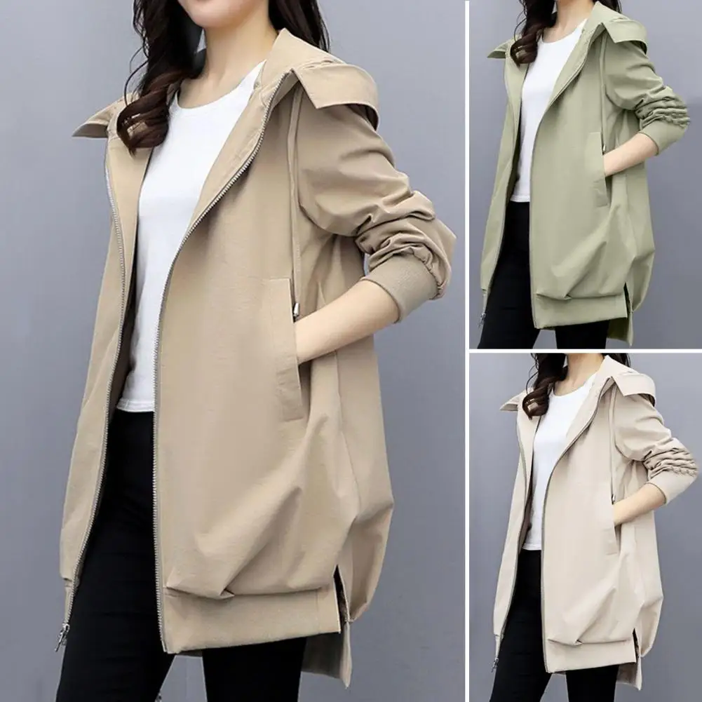 2023 New Autumn Women's Jacket Long Sleeve Casual Windbreaker Female Hooded Overcoat Loose Basic Coats Lady Outwear