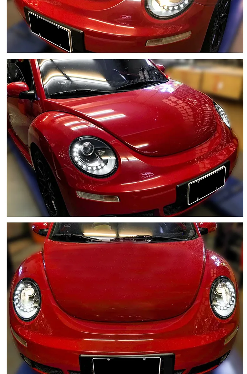 

Suitable for 06-12 Volkswagen Beetle Headlight Assembly, A Pair of Double Lens LED Tear Eye Modified Second-generation