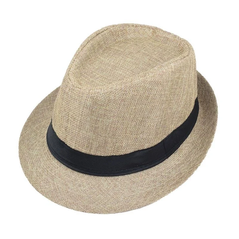 Summer Jazz Hat for Men and Women Sun Protection Breathable Sunshade Straw Hats Imitation Linen Beach Hats British Retro Hat