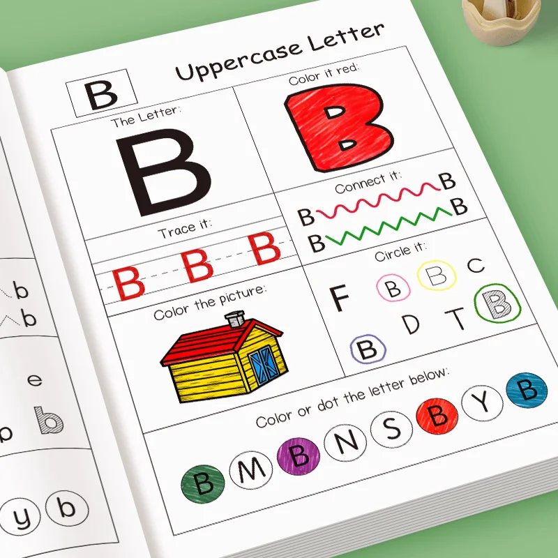 48 Pages, A-Z Alphabet Exercise Book, Writing Practice, Creative Coloring Adventure Drawing Book, English Homework Copybook