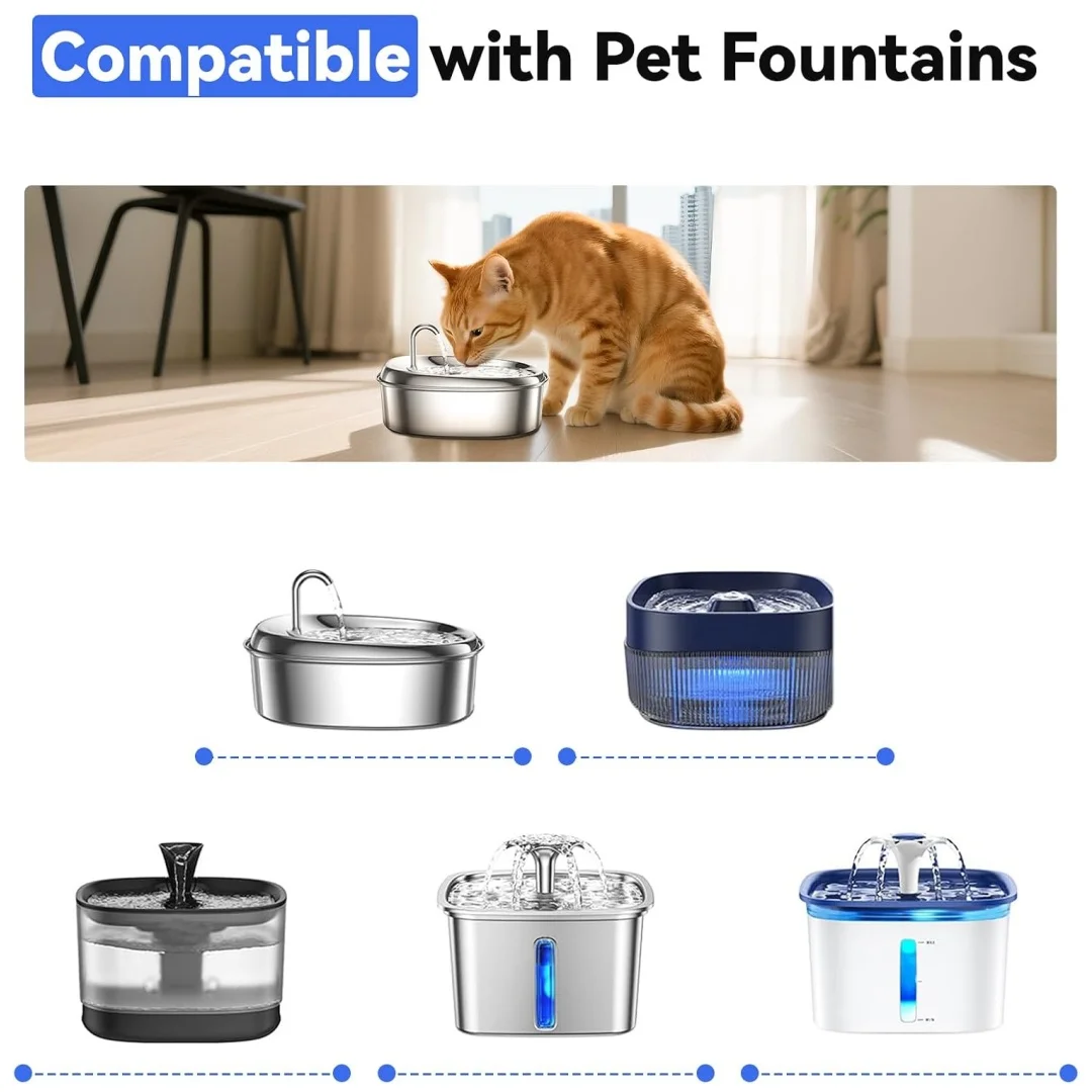 Replace the pet cat water dispenser filters (12 filters and sponges) compatible with multiple VEKEN pet water dispensers