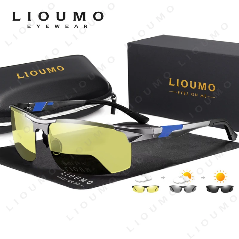 

Fashion Alloy Frame Polarized Sunglasses Man Photochromic Day Night Vision Glasses Woman Chameleon Yellow Lens Anti-Glare UV400