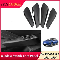 ABS 창 스위치 트림 패널, LHD VW ID.4 ID.3 2021-2024 용 자동차 문짝 패널 커버, 매트 탄소 섬유 패턴 ID4 액세서리, 4 개
