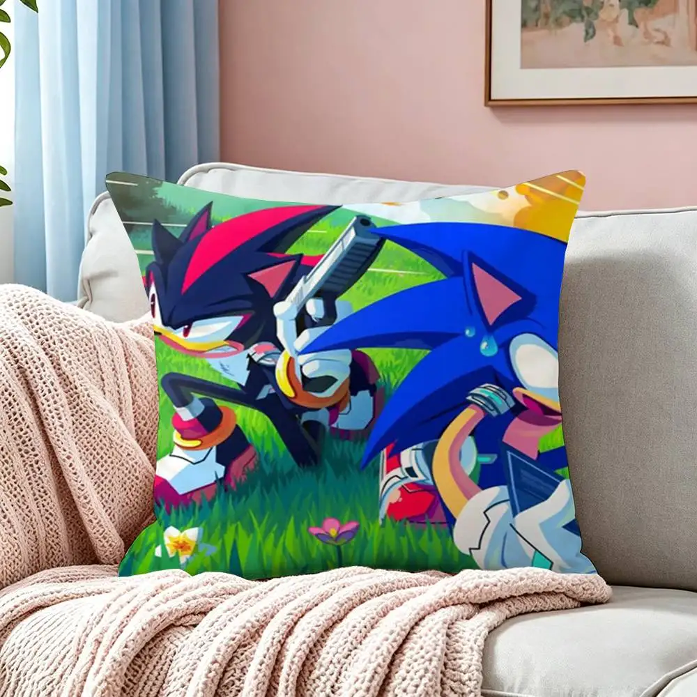 PC Classic Anime S-Sonic Characters  Pillow Case Square Double-Sided Sofa Cushion Cover Bedroom Bedside Pillow - view 3