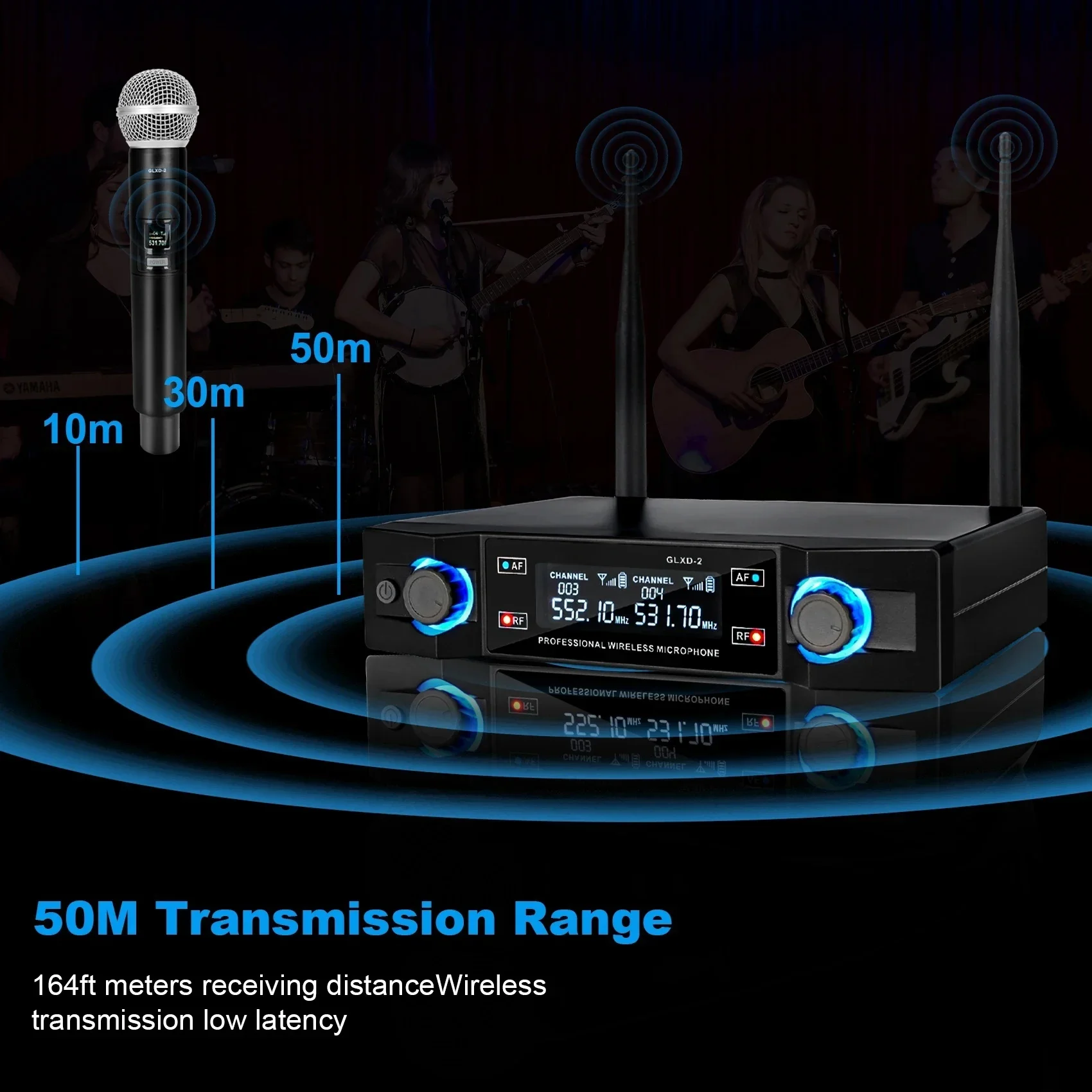 Wireless Microphone system GLXD-1 Dual Channel UHF Fixed Frequency Dynamic Handhe.ld  Microphone For Karaoke Party Wedding Stage