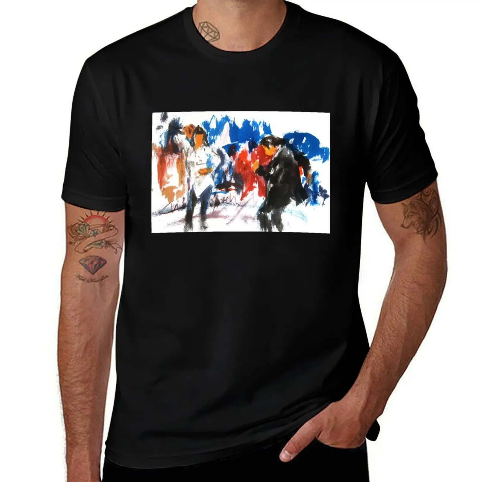 Watercolor inspired in Pulp Fiction dance T-Shirt Non-Shrink Basic Cotton T-Shirt