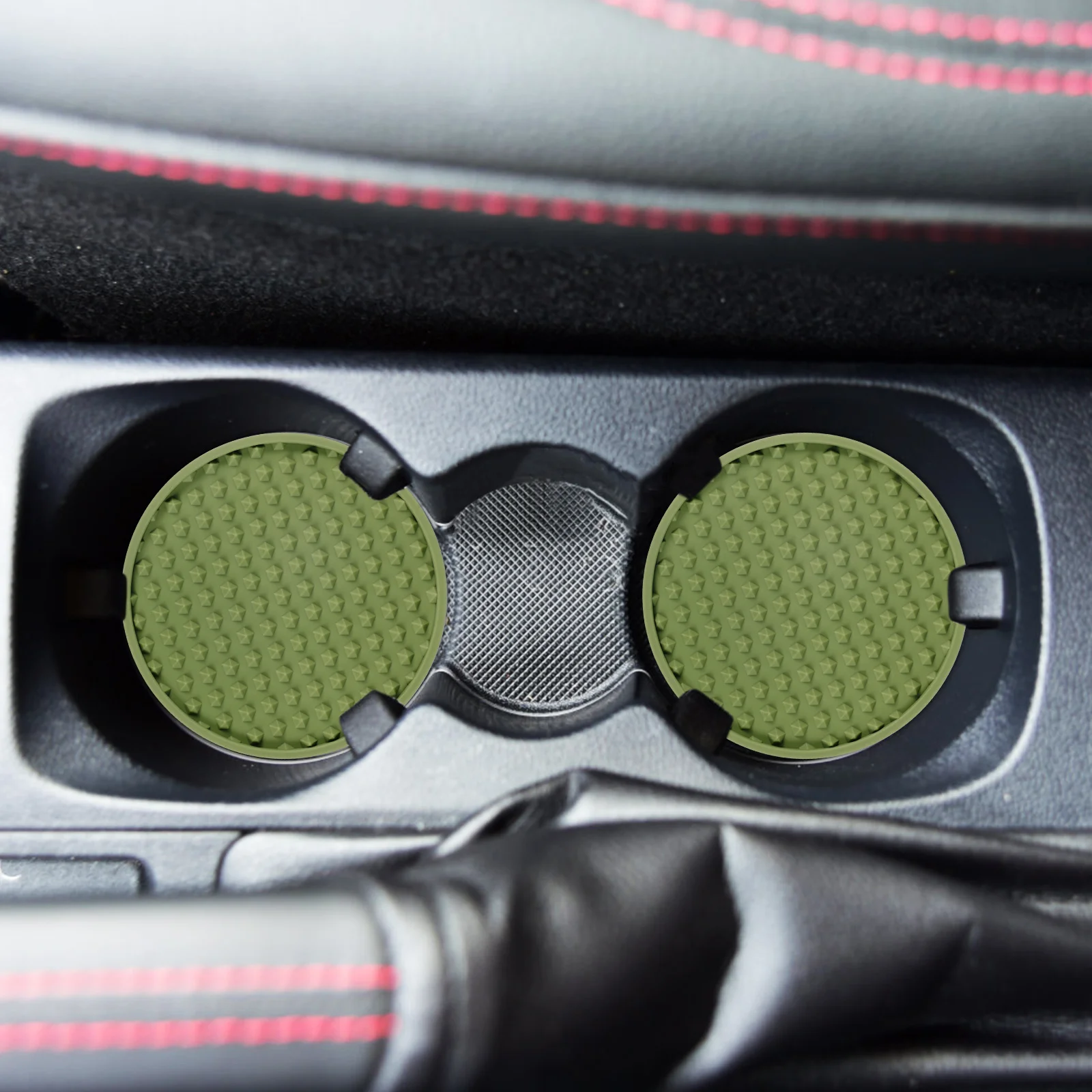 

4 Pcs Cup Coasters Non Slip Silicone Drink Holders Round Inserts Bean Green Car Coasters For Cup Holders Set Car Accessories