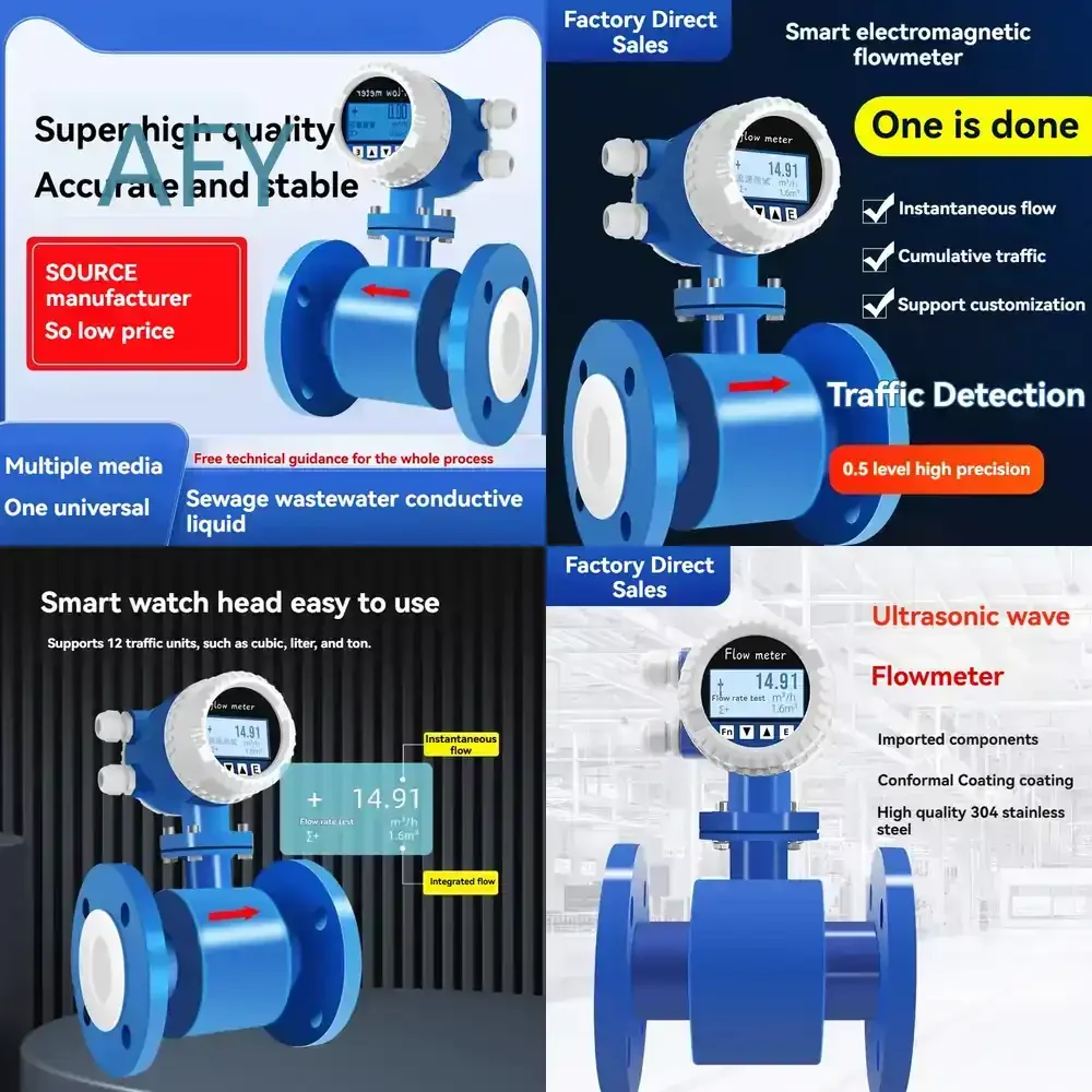 DN65 Intelligent Electromagnetic Flowmeter for Pipeline Water Flow Measurement Sewage Monitoring Digital Display Sensor