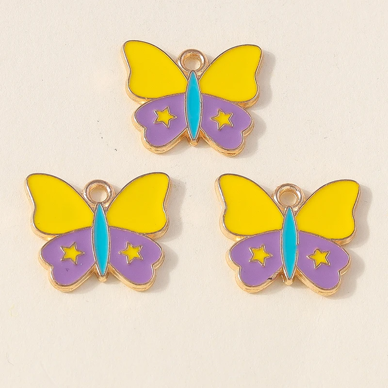 20 Stück 17x14mm Niedliche Bunte Emaille-Schmetterlingsanhänger für Schmuckherstellung, Halsketten, Ohrringe, DIY-Bastelzubehör – Detail 5