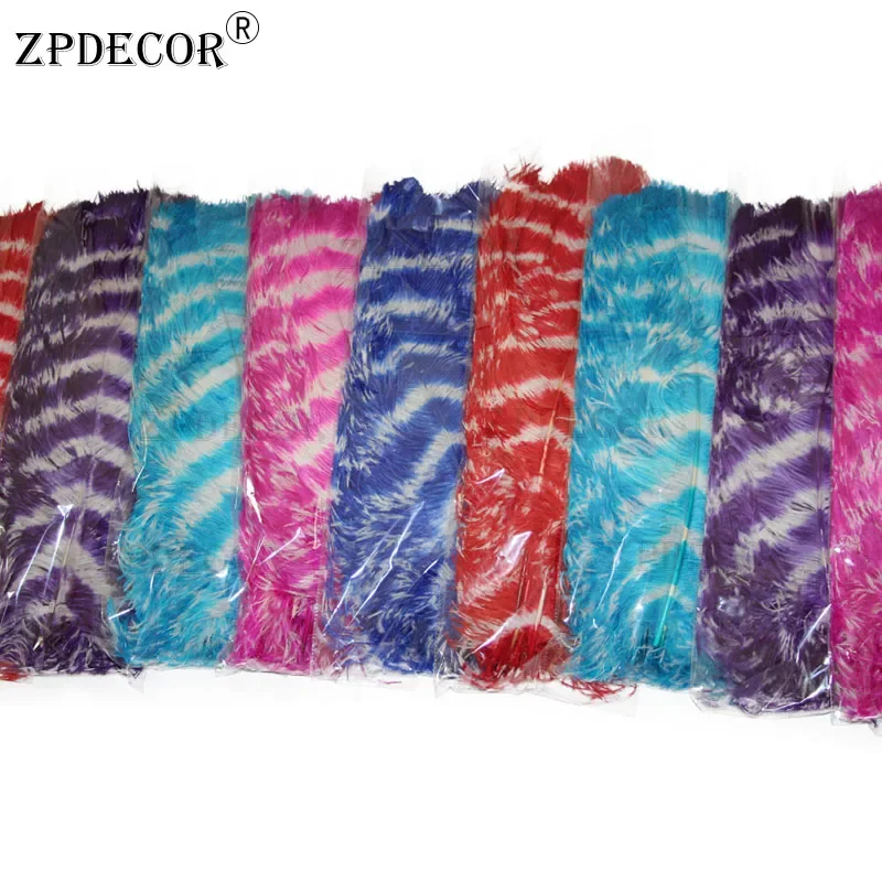 

ZPDECOR Big Pole Stripe Ostrich Feathers Dyeing 50-55 Cm for Fashion Accessories Home Decor