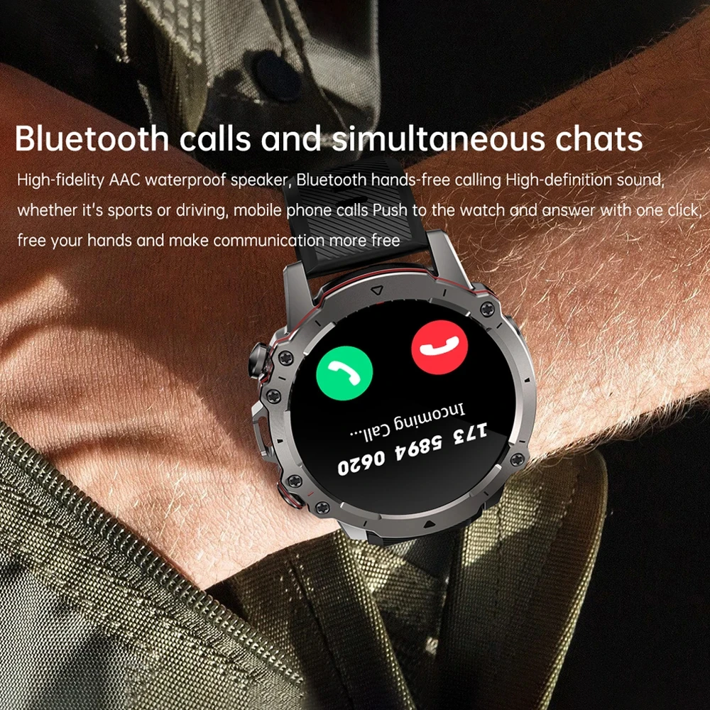 Reloj inteligente resistente al agua Ip68 para hombre, accesorio de pulsera resistente al agua con Bluetooth, llamadas y voz, Pantalla AMOLED HD, estilo militar, ideal para deportes al aire libre, 2024