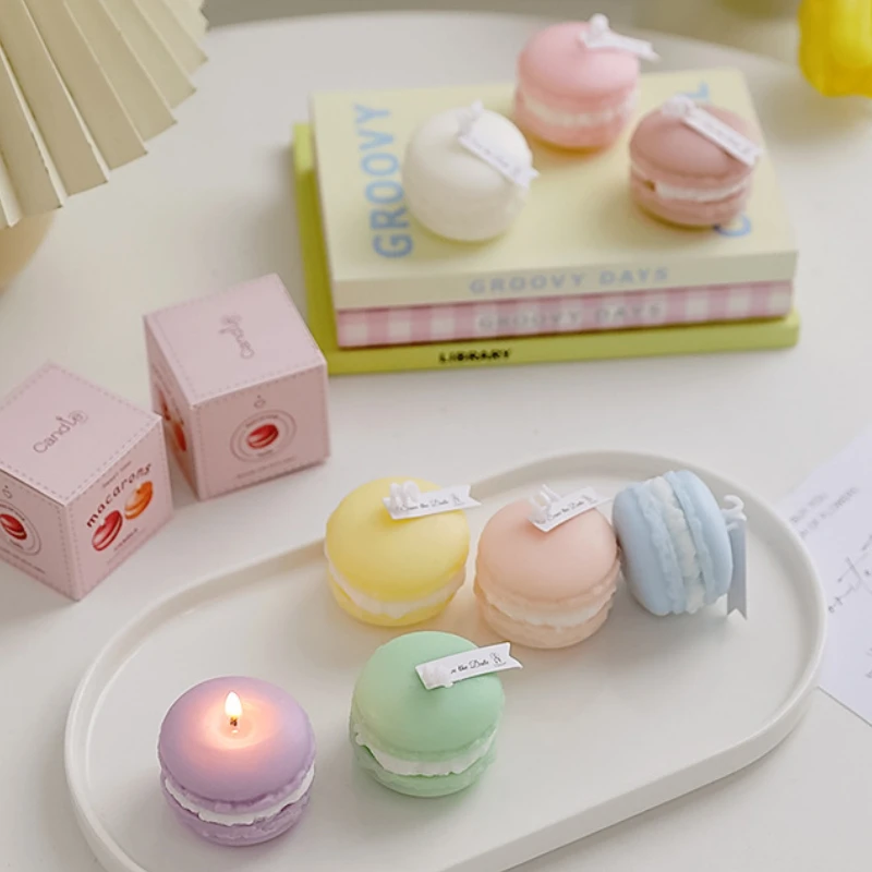 1Pc Lovely Mini Macaron Scented Candle Girls Bedroom Living Room Air Fragrancing Scented Home Decoration Wedding Souvenir Gift