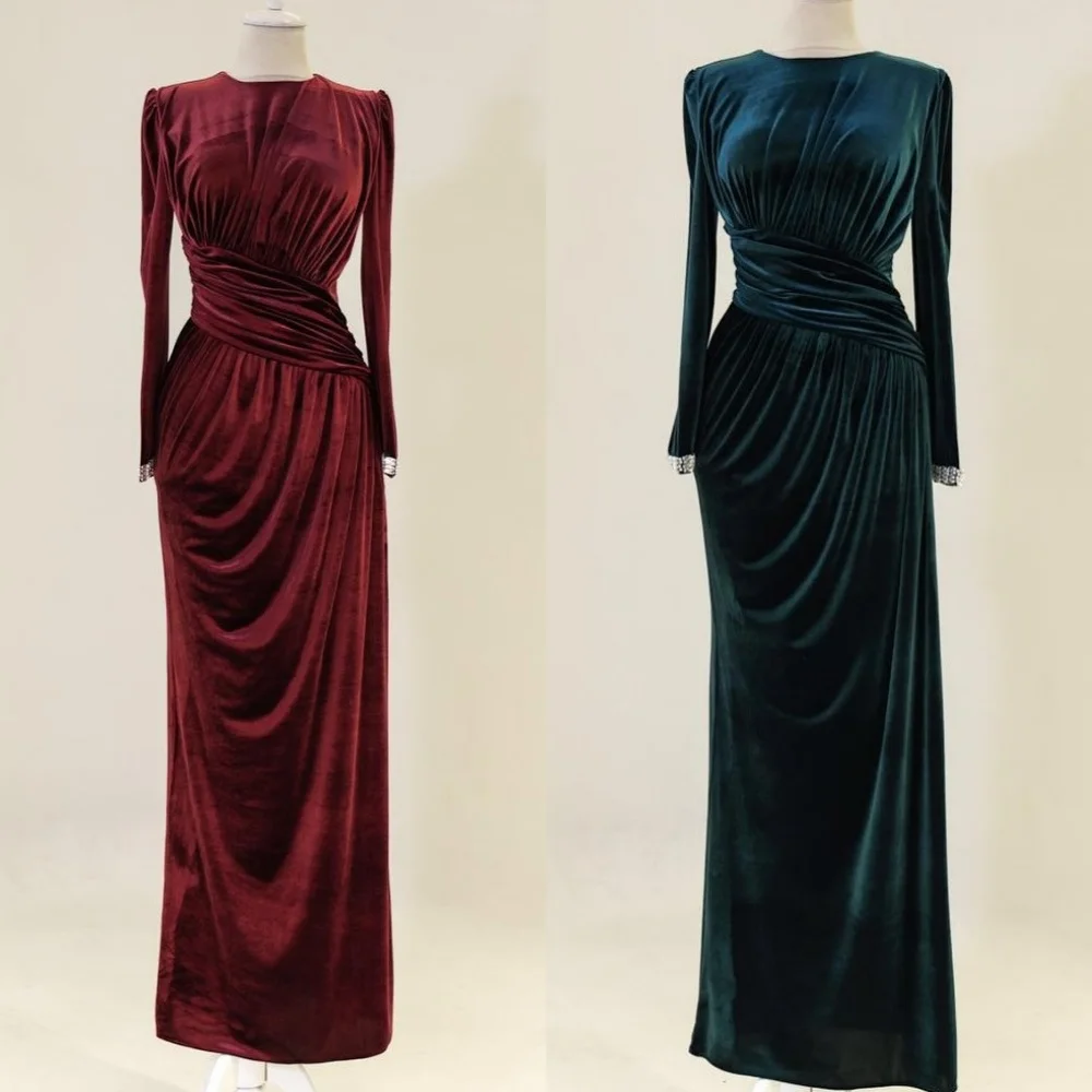 Sukienki na zamówienie wysokiej jakości, modne, z dżetami, plisowane, o prostym kroju, z dekoltem okrągłym, długie, sukienki na specjalne okazje, dostępne rozmiary, styl retro.