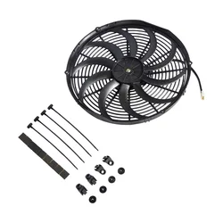 7/9/10/12 Inch Universal Slim Fan Push Pull Electric Radiator Fan Air-Sucking Type Cooling & Mounting Kit 12V 80W 2100RPM