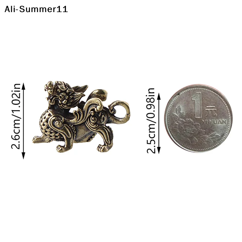【1a1】1Pc 2026Chinese Brass Qilin Dragon Statue Figurine for Wealth Prosperity Luck Fengshui Vintage Ornament for Home Decoration
