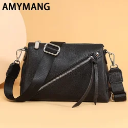 High Quality 3 Layers Cowhide Women Shoulder Crossbody Bags Female Handbags Purses Luxury Genuine Leather 100% Ladies Sac A Main