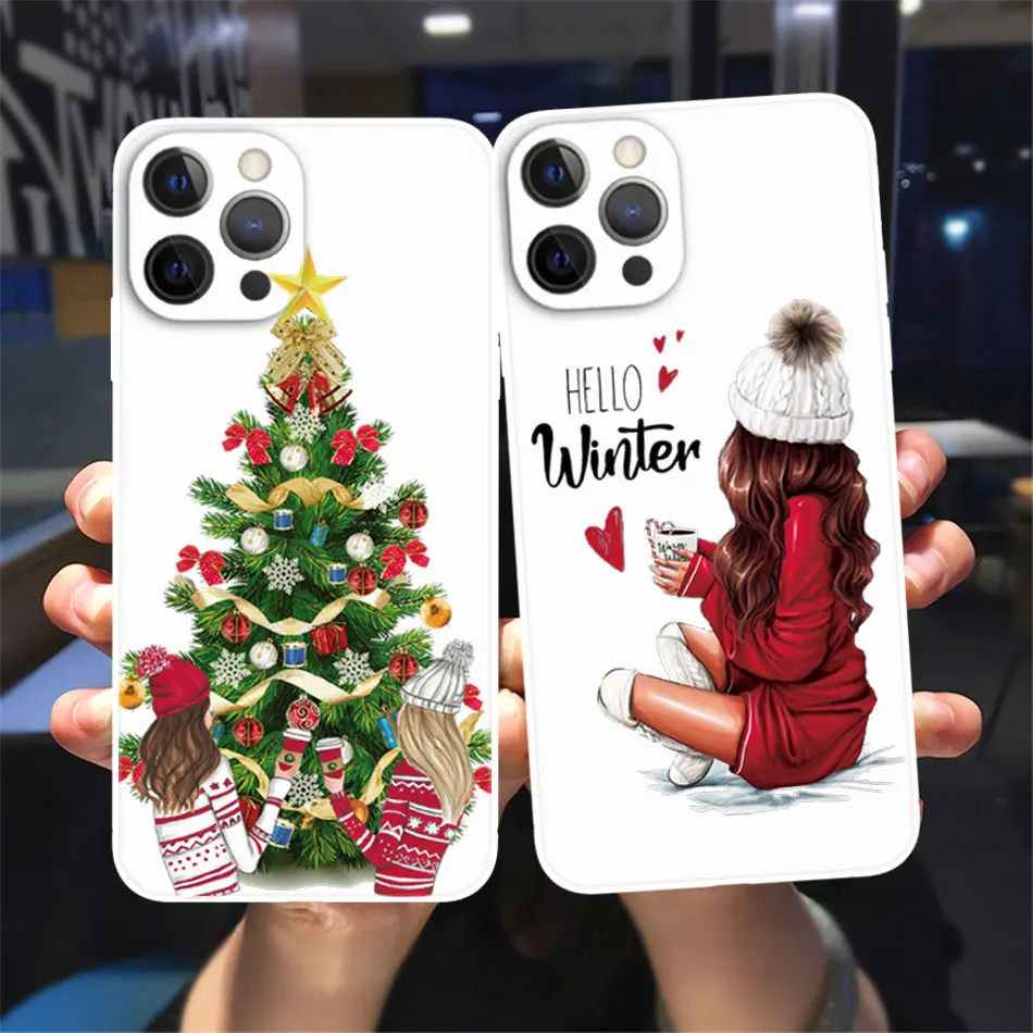 Christmas Merry Santa Elk Phone Cover For iPhone 11 12 13 14 15 16 Pro Max 14 15 16 Plus 12 13 Mini White Soft Silicone TPU Case