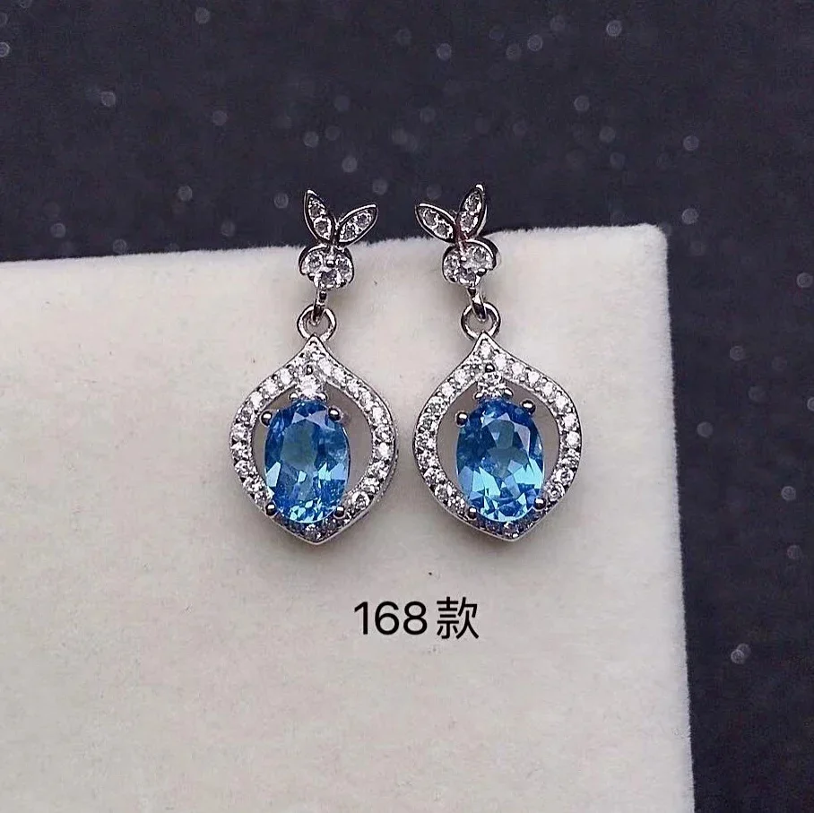 

Elegant London Blue Topaz Drop Earrings for Party 5mm*7mm VVS Grade Natural Topaz Eardrop Solid 925 Silver Topaz Jewelry
