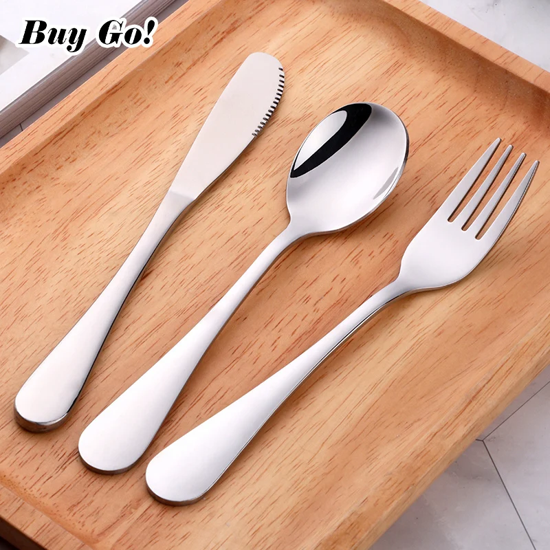 

12PCS Tableware Set Gold Children Cutlery Set Lovely Stainless Steel Food Grad Blue Dinnerware Set Fork Spoon Knife Flatware Set