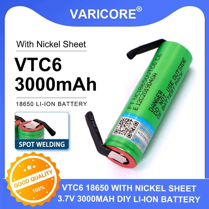 VariCore VTC6 3.7V 3000mAh 18650 Rechargeable Li-ion Battery 30A Discharge For VC18650VTC6 Batteries