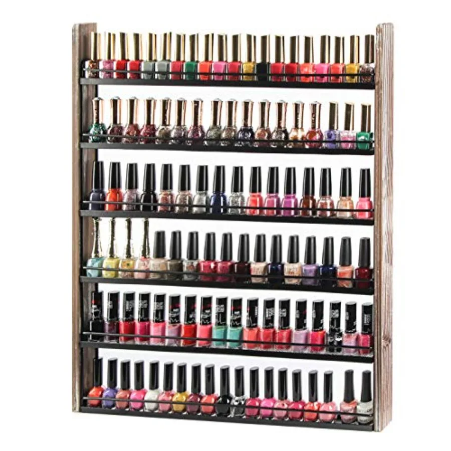 J JACKCUBE DESIGN Nail Polish Organizer with 6 Tier shelves 100 bottles Wall Mount Display Rack Makeup Bottles Holder Storage f