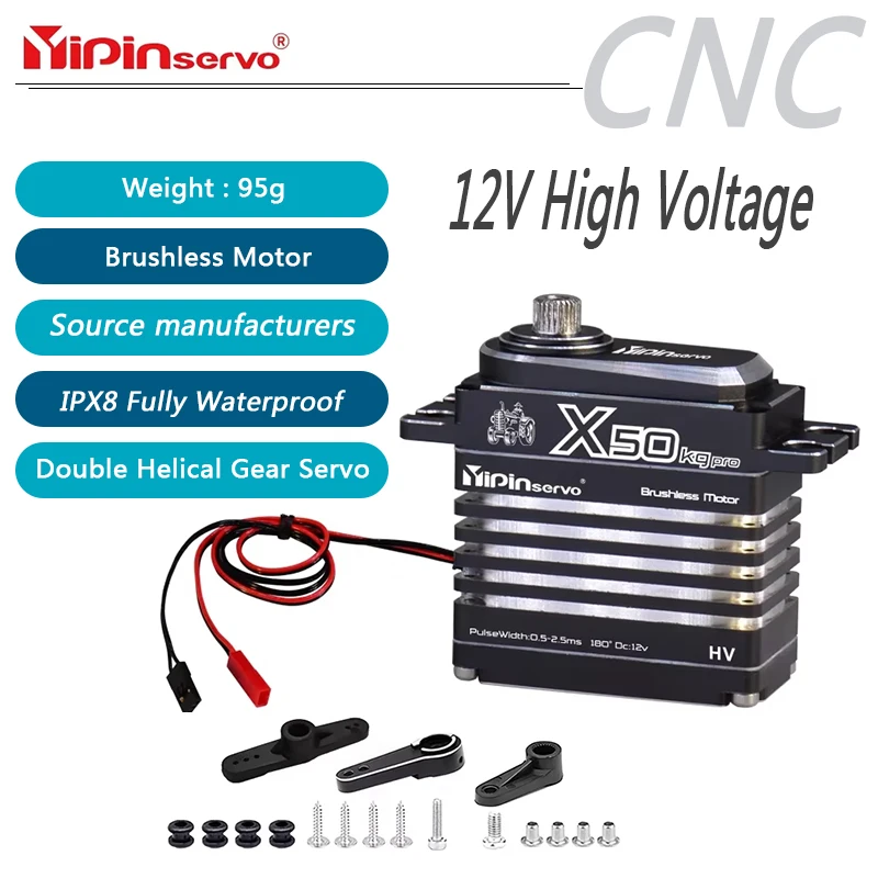 

IPX8 Waterproof X50kgpro X80kgpro 12V High Voltage High Torque Brushless Digital Servo For 1/8 1/10 RC Car,robots joints