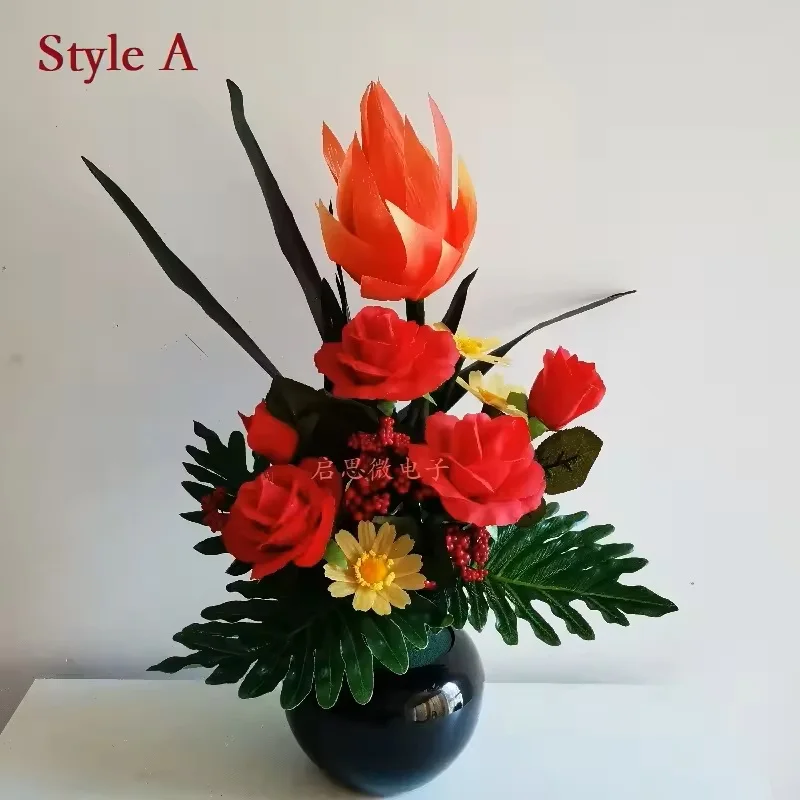 Artificial Silk French Rose Dragon Fruit Floral Bouquet Fake Flower Arrange Table Daisy Wedding Flowers Decor Party