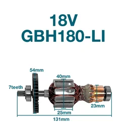 AC220-240V Armature Rotor for Bosch 18BV GBH180-LI 1619P14346 Rotor Armature Anchor Replacement Accessories Power Tools