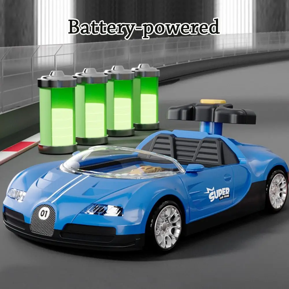 Mini Car With Music Steering Wheel Electric Racing With Lighting Racing Wheel USB Powered Light Sound Car Model 3 Years Old