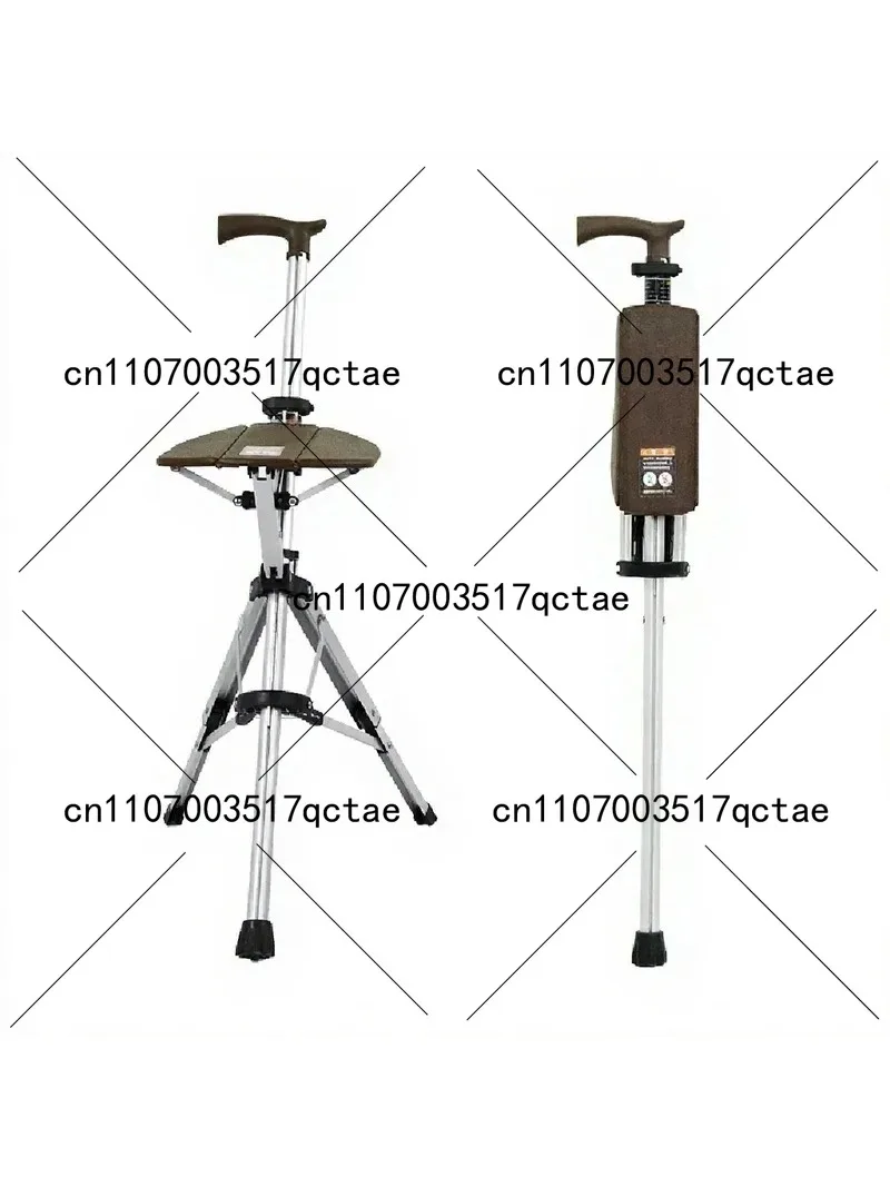 3-in-1 Folding Walking Stick with Seat, Adjustable Aluminum Alloy Cane and Stool for Elderly, Portable Chair for Outdoor