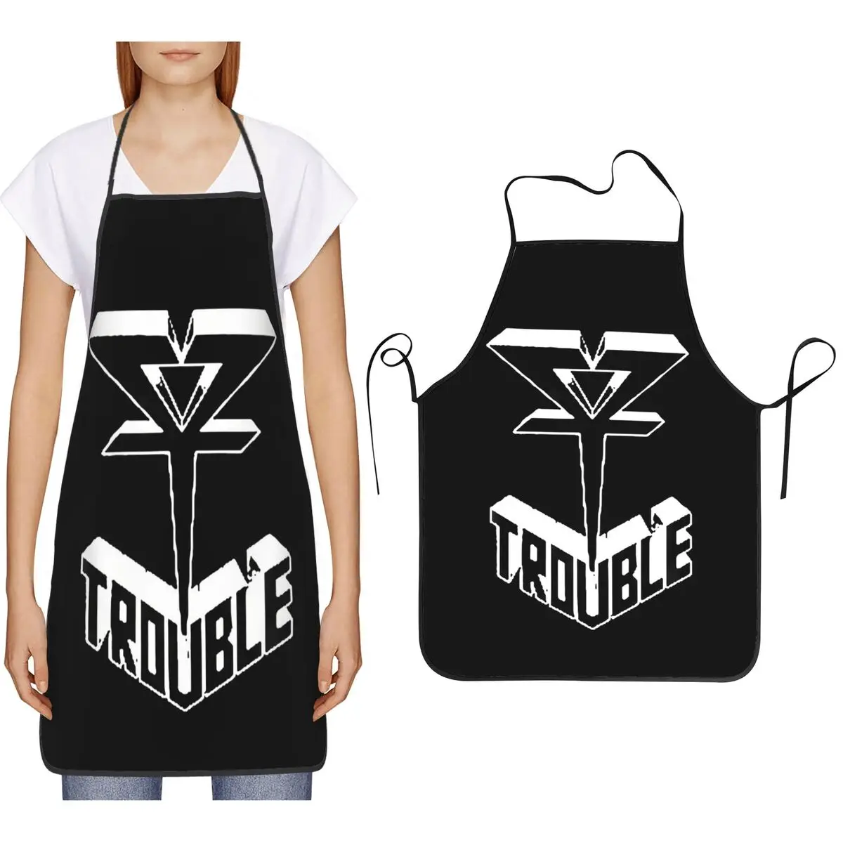 

Фартуки Trouble для шеф-повара, приготовления пищи, выпечки, столб, водонепроницаемый нагрудник, кухонный сарафан для чистки для женщин и мужчин, рисование