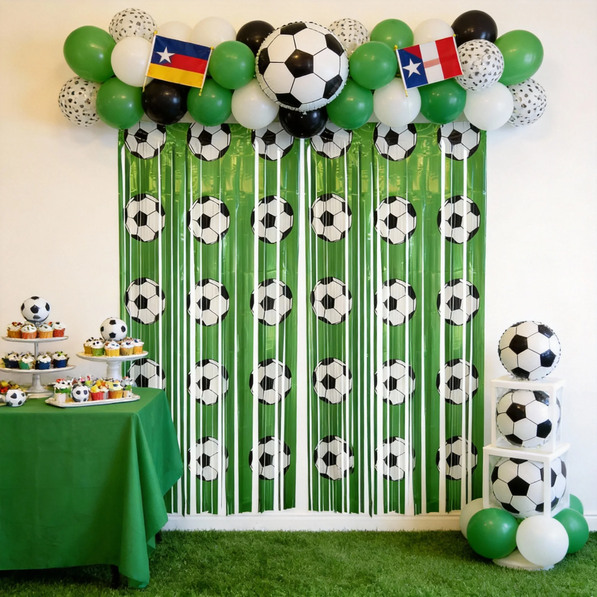 Baby Nursery Green - 1x2m Green Soccer Backdrop Sport Theme