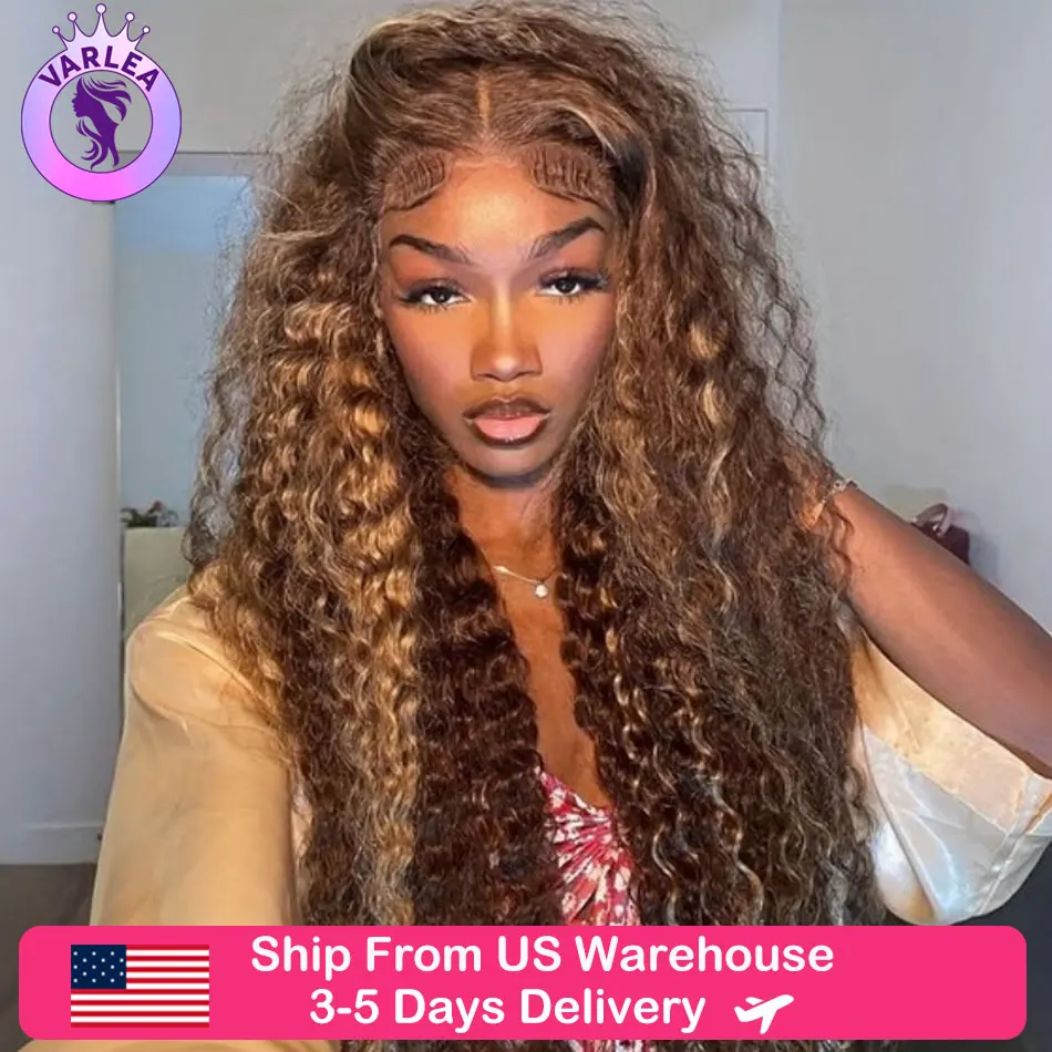 Perruque Lace Front Wig Deep Wave Naturelle Ombrée, Cheveux Humains, 13x6, HD, à Reflets