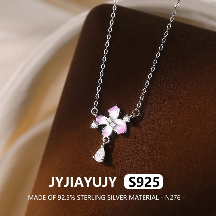 

JYJIAYUJY 100% цельно оригинальное ожерелье из стерлингового серебра S925 с цветком и капелью, модное женское ювелирное изделие N276