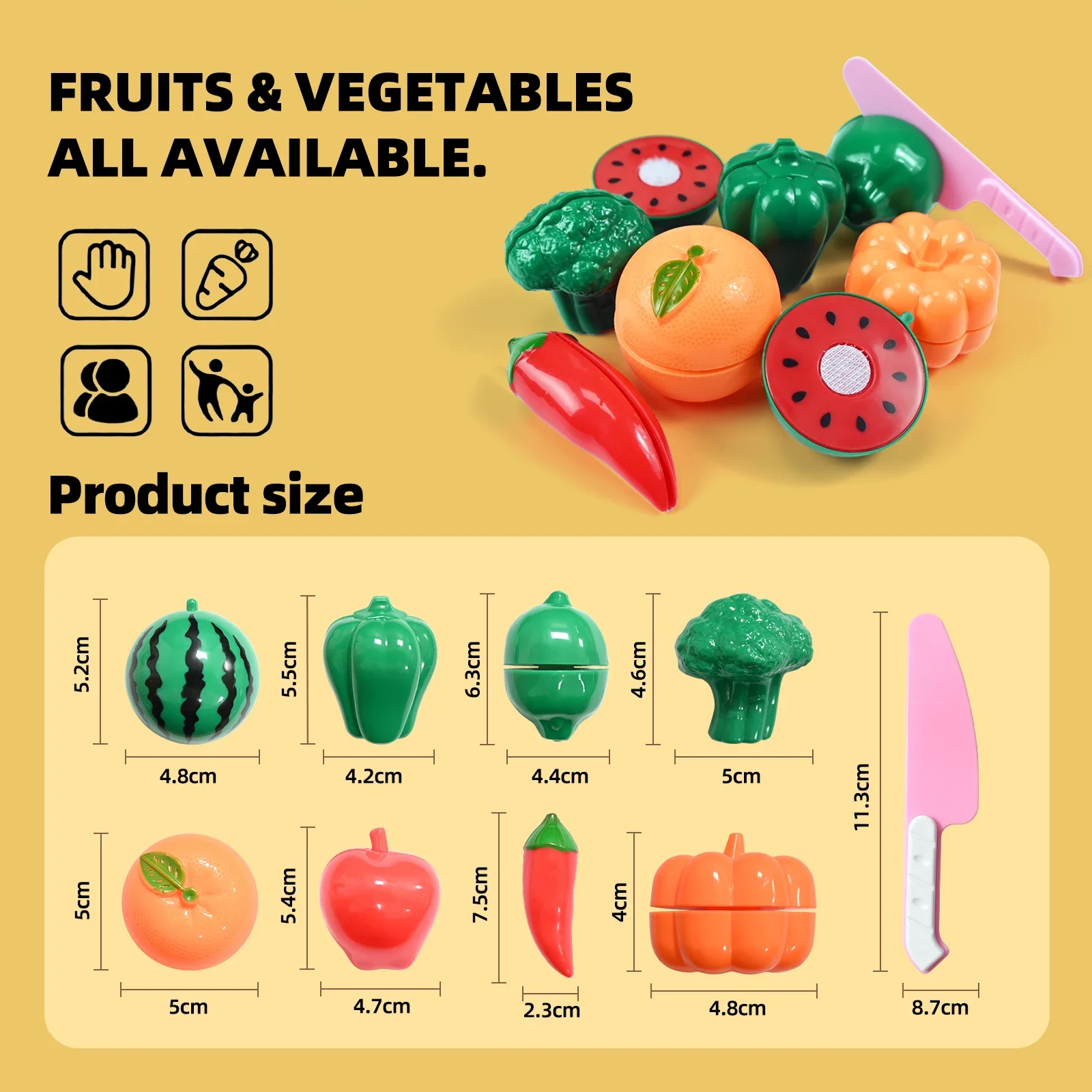 Juego de corte de frutas y verduras DIY, juguetes de comida de cocina de simulación para niñas y niños, juego realista para niños