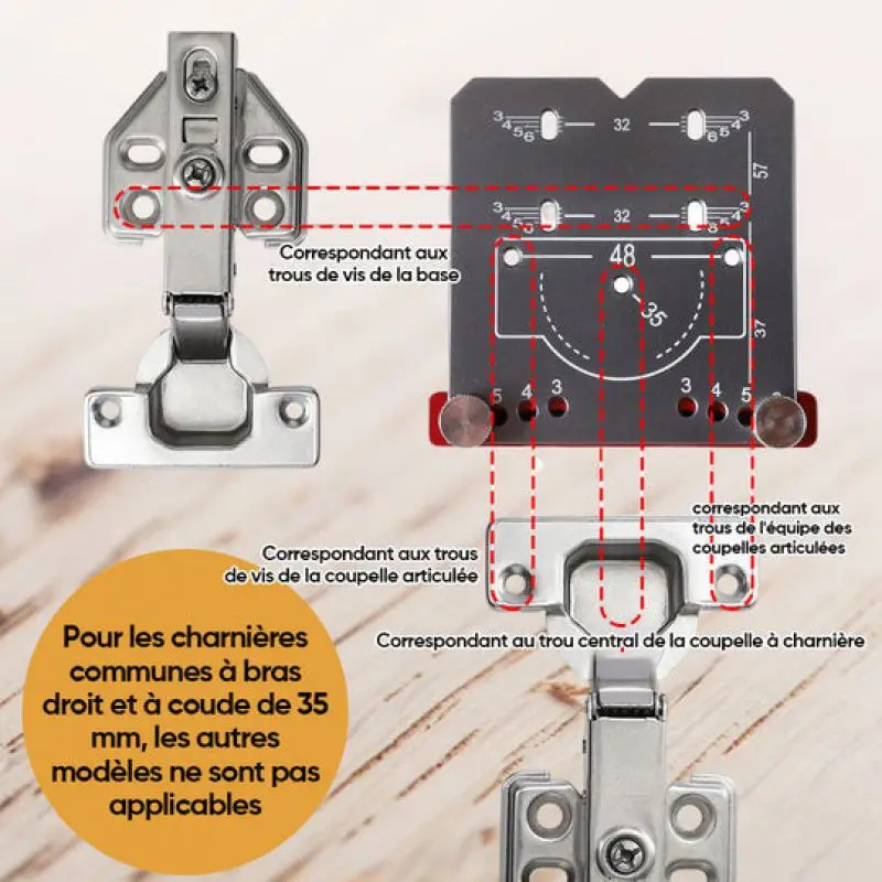 35mm Hinge punch locator Hinge Boring Jig Adjustable Margin Marker Positioning Plate Hinge Drilling Jig Guide Hinge opening aid