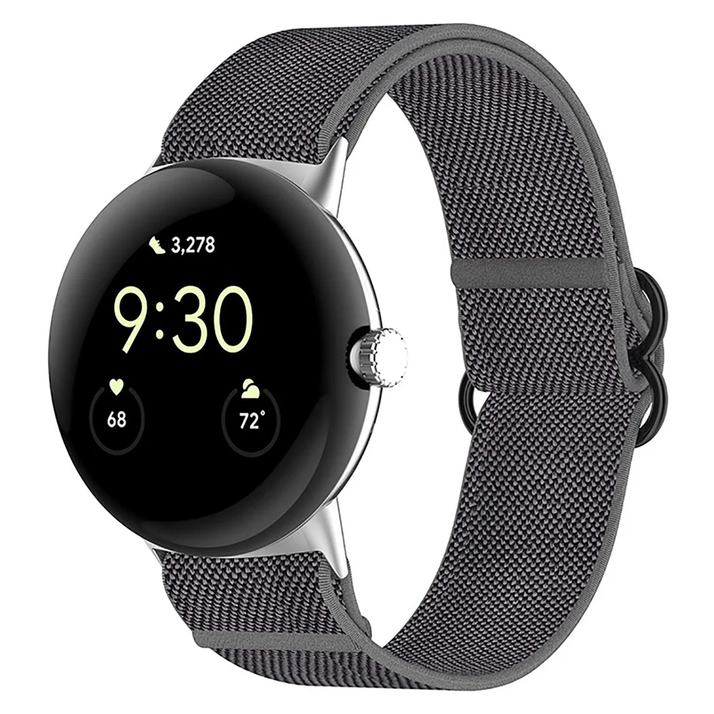 For Google Pixel Watch Stretch Woven Watch Strap Elastic Nylon Strap Solid Color Strap Watch Replacement Parts Accessories