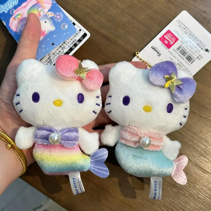 

In Stock Japanese Cartoon Cute New 50th Anniversary Hello Kittys Drag Rainbow Mermaid Plush Schoolbag Keychain Girl Heart Gift P