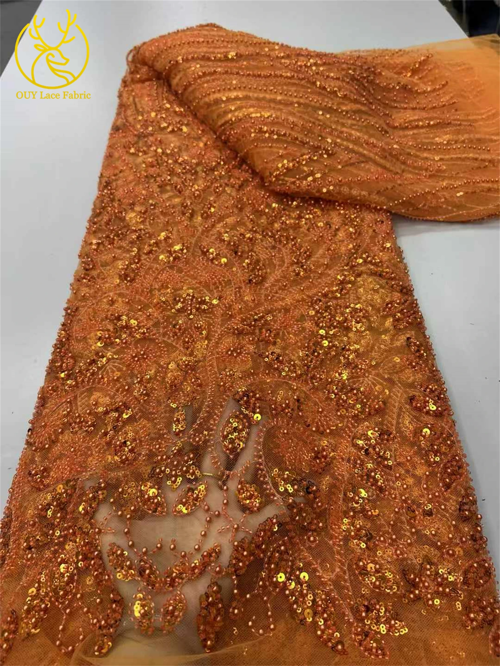 Tessuto di pizzo tulle con perline africane verdi 2025 Pizzo di tulle di maglia di paillettes francesi nigeriane di lusso di alta qualità per il cucito di abiti da festa