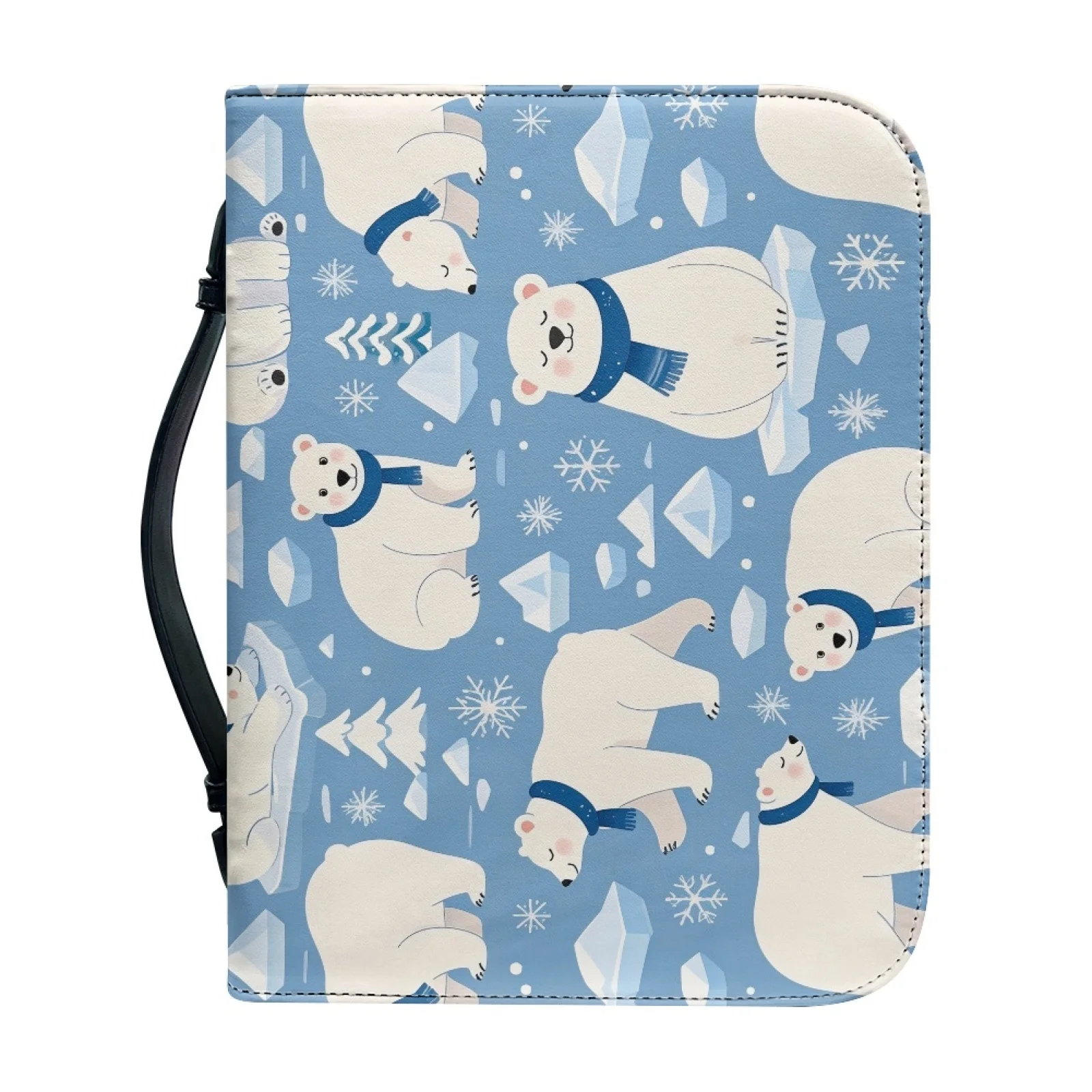 XIXIRIMIDO Polar Bear Ice World Waterproof Book Carrier for Outdoor Study PU Leather Book Carrier Case 2026 Collection