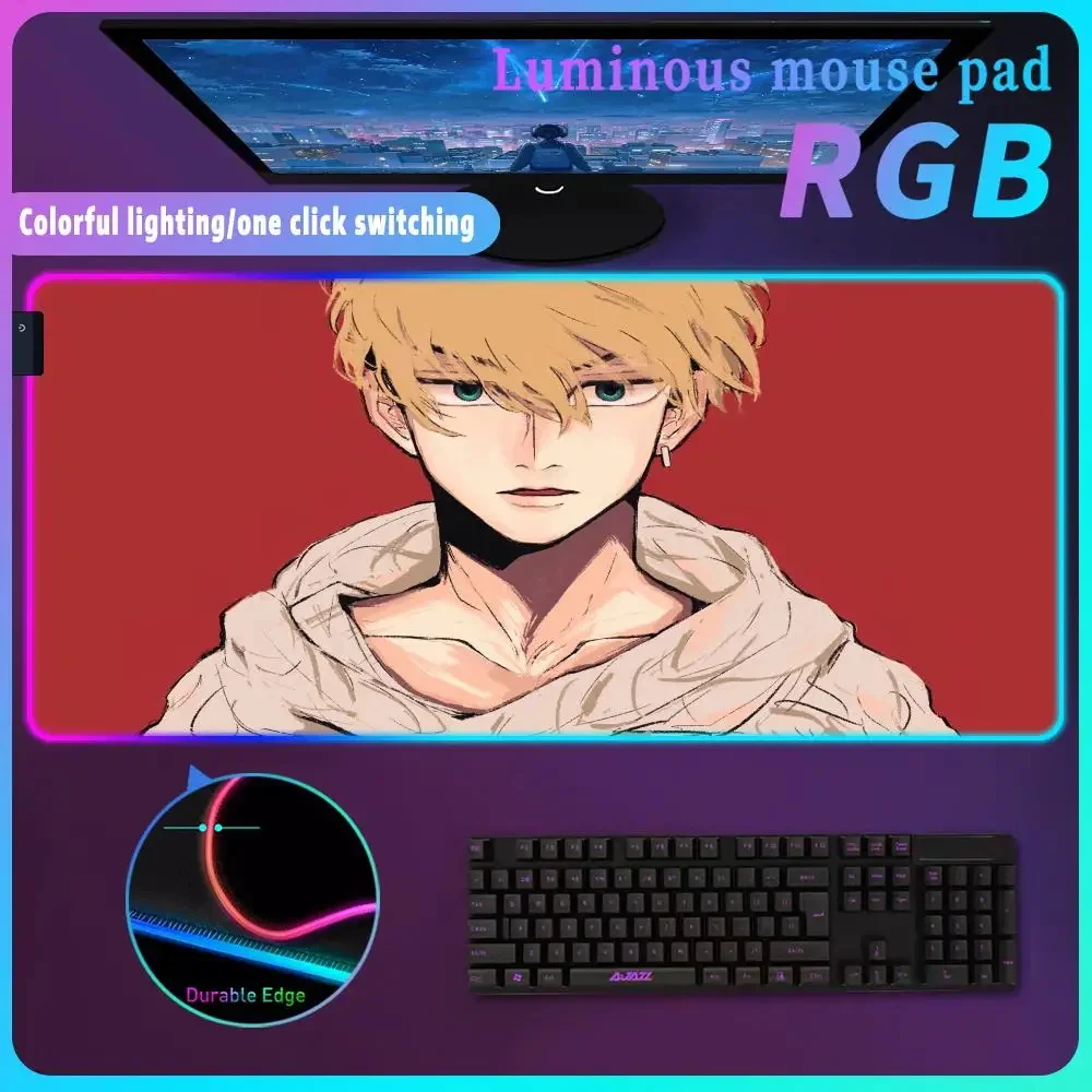 RGB Teclado Gamer Mat T_tokyo R_revengers Anime LED Large Gamer Mousepads Durable Keyboard Mouse Mat Computer Setup Accessories