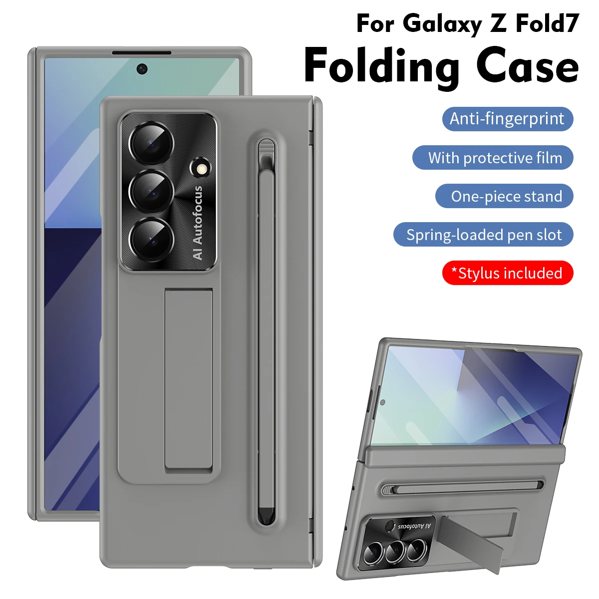 

For Samsung Galaxy Z Fold 7 Case Hard with Stand Tempered Glass Film Protective Back Cover for Samsung Z Fold7 6 5 4 Phone Shell