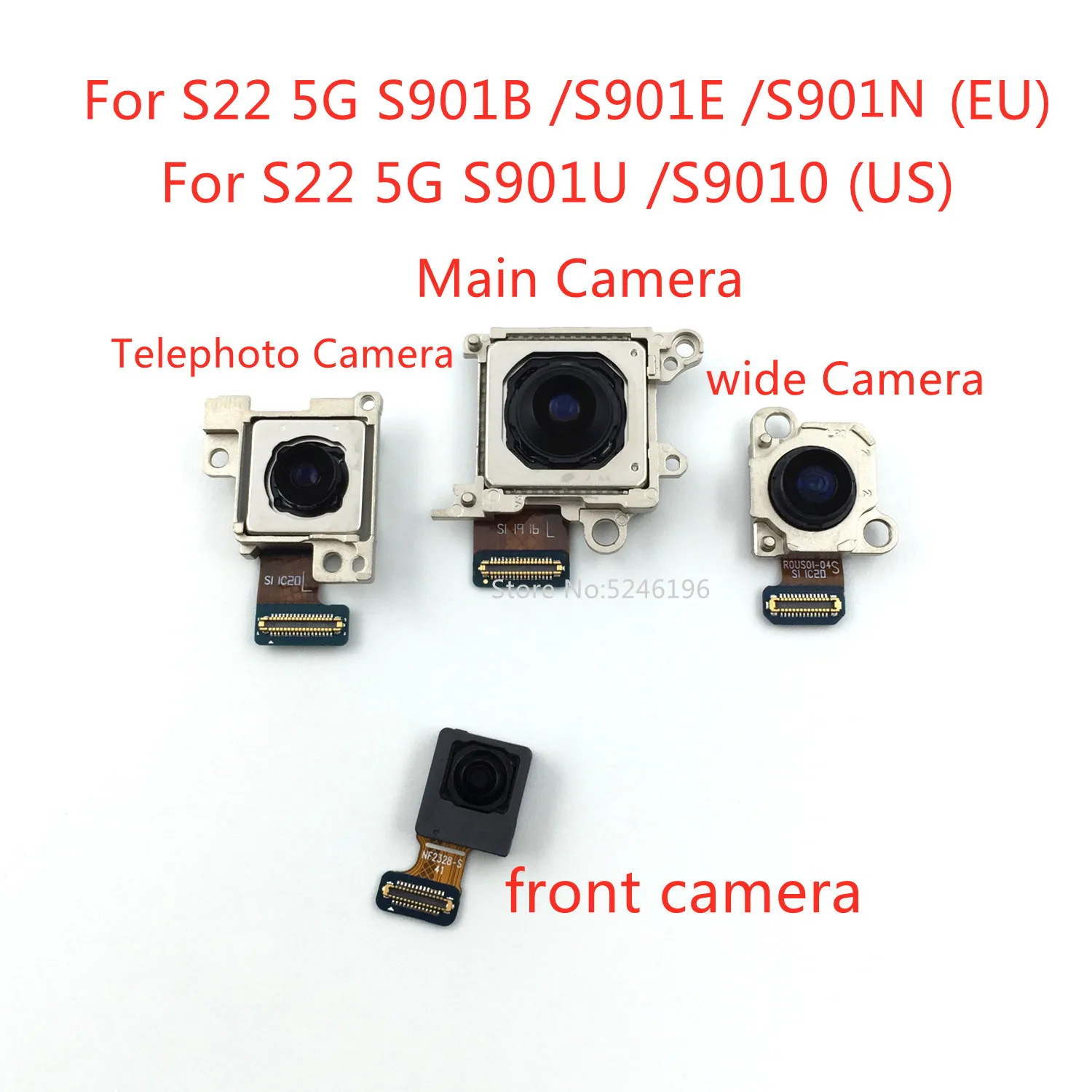 1pcs Back Big Main Rear Camera Front Camera Module For Samsung Galaxy S22 5G S901B S901E S901N (EU) S22 5G S901U S9010 (US)