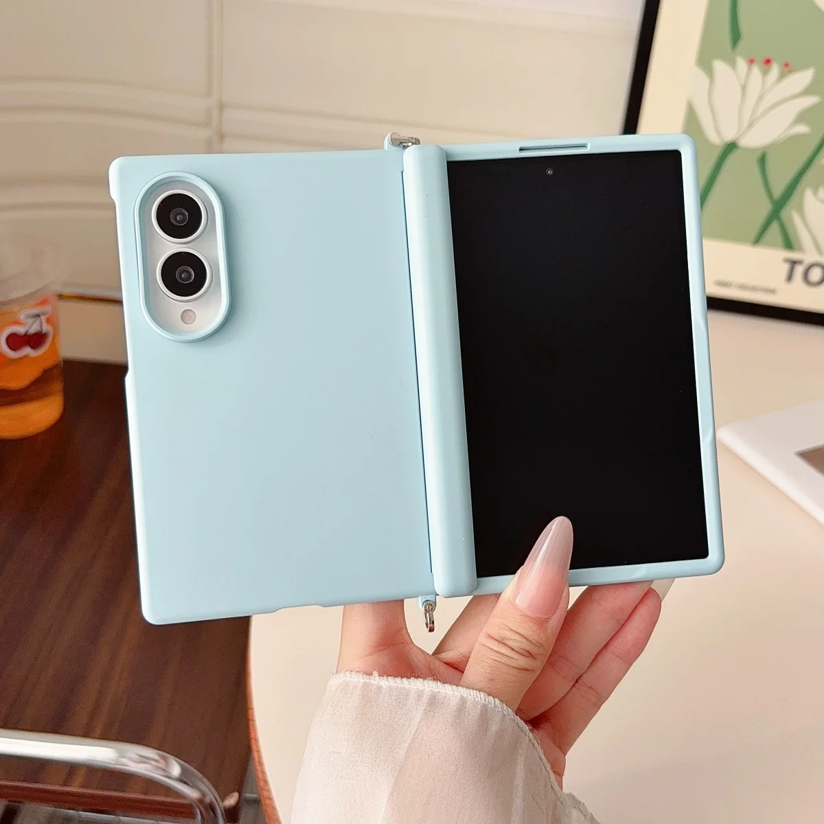 Dopamine Kontrastfarbene Leder-Handyhülle für Samsung Galaxy Z Fold 8 für Magsafe Magnetischer Scharnierschutz Stoßfeste Abdeckung
