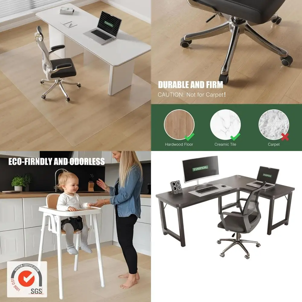 

60x75 Clear Vinyl Office Chair Mat for Hardwood Floors, Non-Slip Desk Floor Protector Mat for Home and Office Use