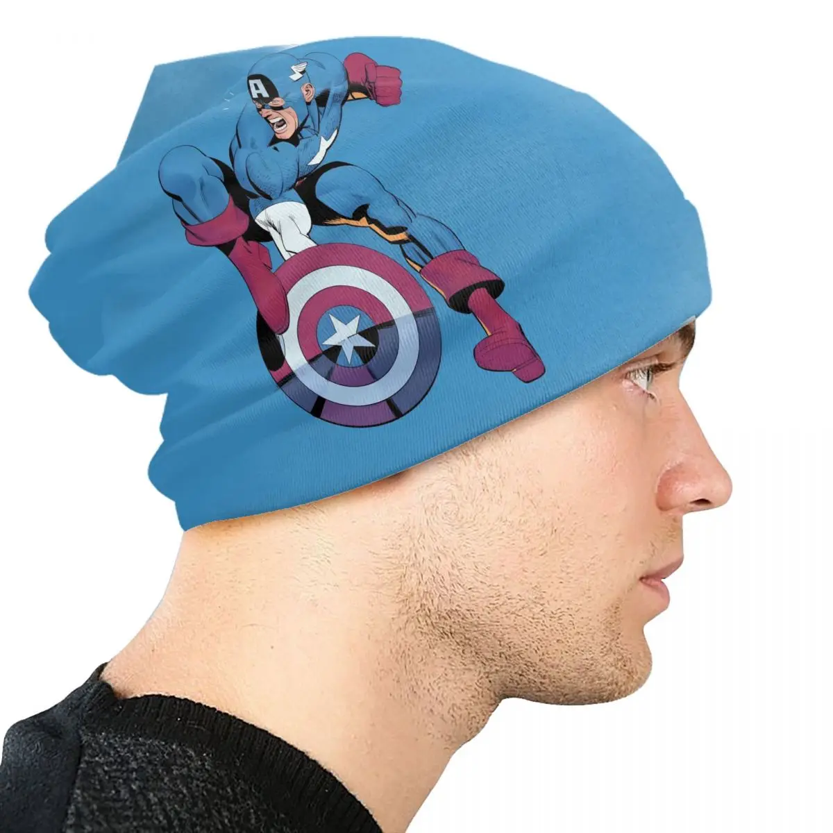 مخصص كابتن أمريكا بونيه القبعات بارد متماسكة قبعة للنساء الرجال شتاء دافئ خارقة Skullies Beanies قبعات