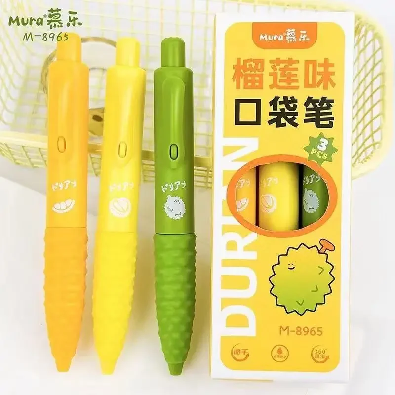 3Pcs/Box Cute Fruit Durian Shape Gel Pen for School Writing Kawaii Cartoon Neutral Pen Office Supplies kids Stationery gift