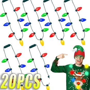 Christmas Glow Colorful Necklace  Colorful Flash Light Bulb Necklace  Christmas Children's Gift  Christmas Party Decoration